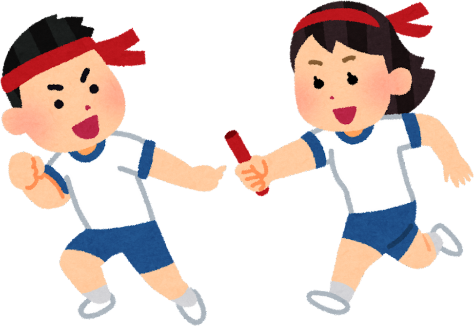 Illustration of Children Passing Baton at a Sports Day Relay Race